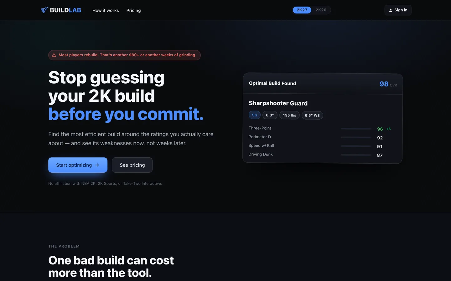 2K Build Lab landing page