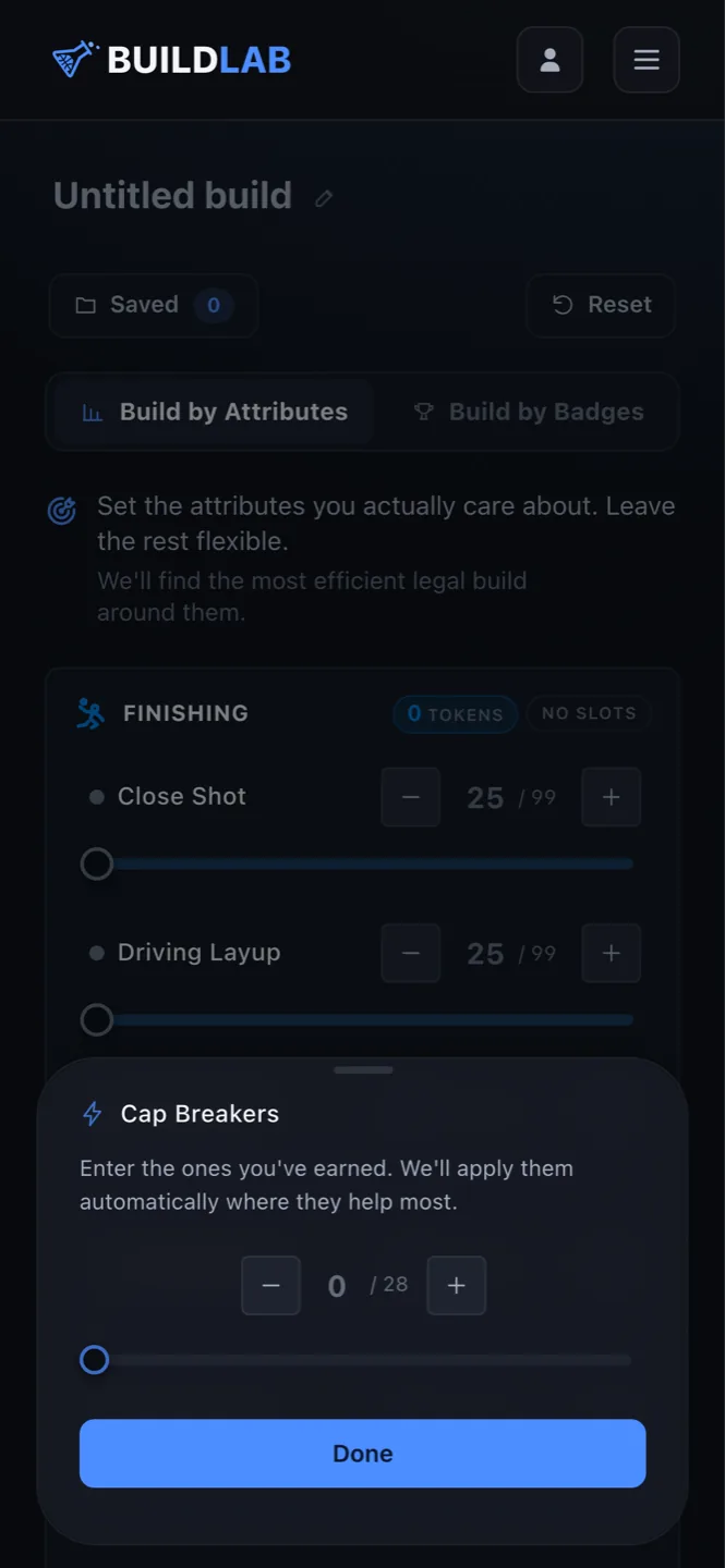 The builder on a phone viewport